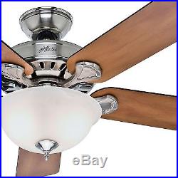 52 Hunter Brushed Nickel Ceiling Fan Swirled Marble Glass Light Kit
