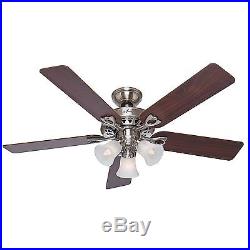 52 Hunter Brushed Nickel Ceiling Fan with Light Kit Includes Remote Control