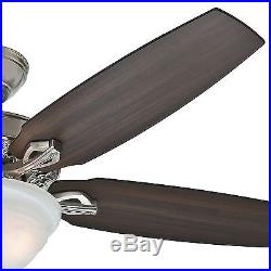 52 Hunter Brushed Nickel Traditional Ceiling Fan with Light kit- 3 Position Mount