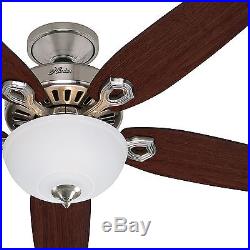 52 Hunter Builder Series Ceiling Fan Brushed Nickel with Frosted Bowl Light Kit