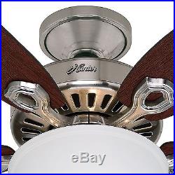 52 Hunter Builder Series Ceiling Fan Brushed Nickel with Frosted Bowl Light Kit
