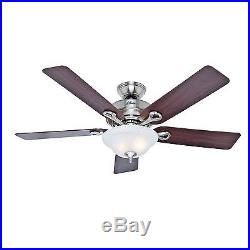 52 Hunter Casual Brushed Nickel Ceiling Fan Swirled Marble Bowl Light Kit