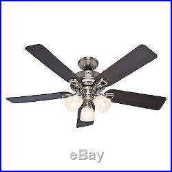 52 Hunter Ceiling Fan, Brushed Nickel Light Kit and Remote Control Included