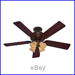 52 Hunter Ceiling Fan Cocoa Finish with Amber Scavo Light Kit Free Shipping