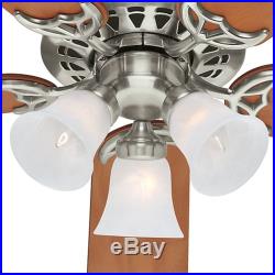 52 Hunter Fan Traditional Ceiling Fan Brushed Nickel with 3-Bulb Light kit