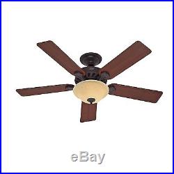 52 Hunter New Bronze Ceiling Fan with Amber Glass Light Kit 90% Pre-assembled