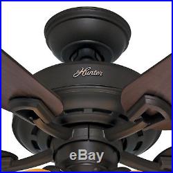 52 Hunter New Bronze Ceiling Fan with Light Kit Remote Control Included