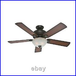 52 Hunter Outdoor Ceiling Fan, Onyx Bengal Florence Glass CFL Light Kit
