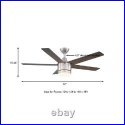 52 In. Integrated LED Indoor Brushed Nickel Ceiling Fan with Light Kit