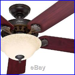 52 In. Weathered Bronze Ceiling Fan With Light Kit, Remote Control & Warranty