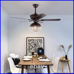52 Inch Ceiling Fan Light Kit Crystal Chandeliers Remote Control 3 Speeds