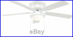 52 Inch Ceiling Fan with Light Kit LED Indoor Flush Mount Frosted Glass White