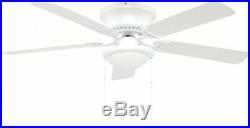 52 Inch Ceiling Fan with Light Kit LED Indoor Flush Mount Frosted Glass White