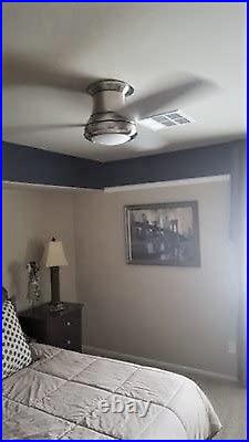 52 Inch Flush Mount Indoor Ceiling Fan with Light Kit and Remote Brushed Nickel