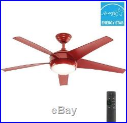 52 Inch Indoor Red Ceiling Fan with Light Kit Remote Control Antique Vintage New