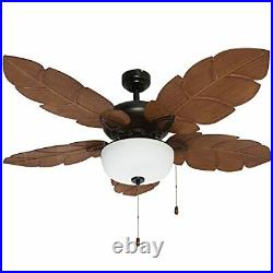 52 Inch Indoor Tropical Ceiling Fan with Light Kit Five ABS Palm Leaf Blades ETL