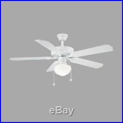 52 Inch Indoor White Ceiling Fan with Light Kit Antique Vintage Electric Blades