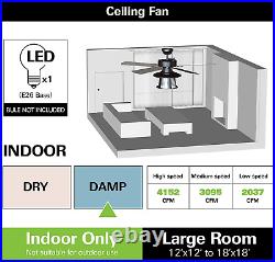 52 Inch Traditional Style Indoor Ceiling Fan with Light Kit, Remote Control Ceil