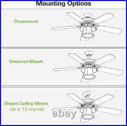 52 Inch Traditional Style Indoor Ceiling Fan with Light Kit, Remote Control Ceil
