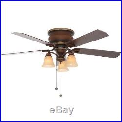 52 Indoor Ceiling Fan Flush Mount 5 Blades Low Profile Reversible with Light Kit