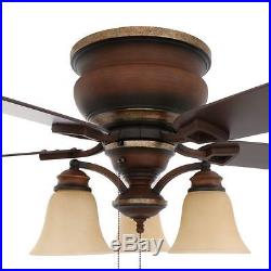 52 Indoor Ceiling Fan Flush Mount 5 Blades Low Profile Reversible with Light Kit