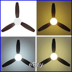 52 Indoor Ceiling Fan LED Light Kit 3 Blades Downrod Dimmable & Remote Control