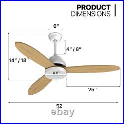 52 Indoor LED Ceiling Fan 3 Colors Changing Light Kit 6 Speeds withRemote Control