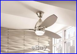 52 LED Airplane Ceiling Fan + Remote Sleek Brushed Nickel Office Loft Light Kit