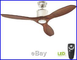 52 LED Indoor Brushed Nickel Ceiling Fan with Light Kit and Remote Control