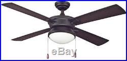52 Matte Black 2 Light Damp Rated Indoor/Outdoor Ceiling Fan with Light Kit