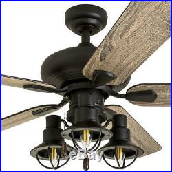 52 Matte Black LED Indoor Ceiling Fan with Light Kit