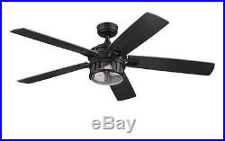 52 Matte Black LED Indoor Ceiling Fan with Light Kit Reversible Blades