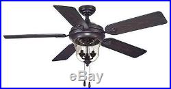 52 Oil Rubbed Bronze 3 Light Damp Rated Indoor/Outdoor Ceiling Fan withLight Kit