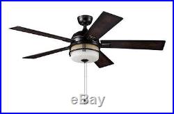 52 Oil Rubbed Bronze 3 Light Indoor Ceiling Fan with Light Kit