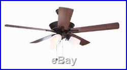 52 Oiled Rubbed Bronze Ceiling Fan with Light Kit & Reversible Blades Brand New