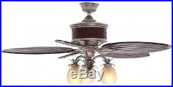 52 Vintage Indoor Pewter Ceiling Fan Unique Light Kit Rich Bamboo Blades Remote