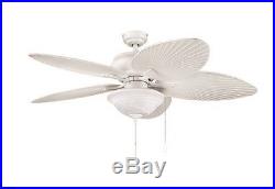 52 White with Wicker Style Blades Indoor/Outdoor Ceiling Fan with Light Kit