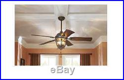 52-in Aged Iron Outdoor Downrod or Flush Mount Ceiling Fan with Light Kit