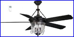 52-in Antique Bronze Downrod Mount Indoor/Outdoor Ceiling Fan Light Kit Remote