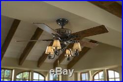 52-in Brittany Bronze 5-Blades Downrod Close Mount Indoor Ceiling Fan Light Kit