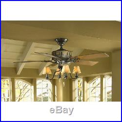 52-in Brittany Bronze Downrod Close Mount Indoor Ceiling Fan Light Kit Home Lamp