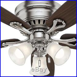 52 in. Brushed Nickel Ceiling Fan Light Kit LED Indoor Low Profile 5 Blades New