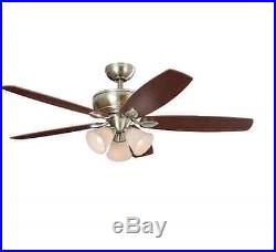 52-in Brushed Nickel Close Mount Indoor Ceiling Fan with Light Kit and Remote