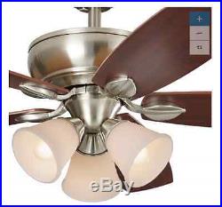 52-in Brushed Nickel Close Mount Indoor Ceiling Fan with Light Kit and Remote