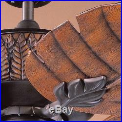 52 in. Ceiling Fan Fern Leaf Blades Tropical 3-Speed Light Kit Oil Rubbed Bronze
