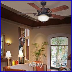 52-in Guilded Espresso Downrod Mount Indoor Ceiling Fan Light Kit Remote Home