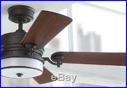 52 in Indoor Bronze Organza Shade Electric Vintage Light Kit 5 Blade Ceiling Fan