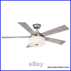 52 in. Indoor Brushed Nickel Ceiling Fan with Light Kit and Remote Control