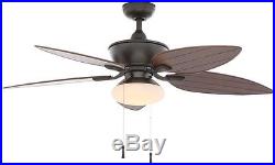 52 in. Indoor Outdoor 5-Blade Ceiling Fan with Downrod and Light Kit Natural Iron