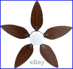 52 in. Indoor Outdoor 5-Blade Ceiling Fan with Downrod and Light Kit Natural Iron